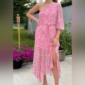 Taylor Pink Floral One-Shoulder Dress Beautiful and Perfect For Spring